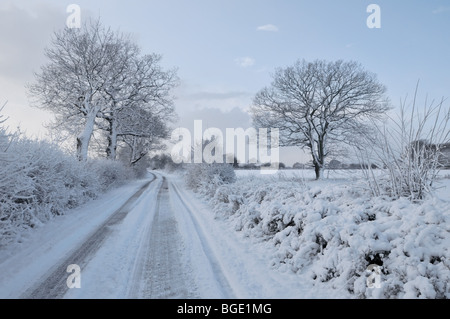 Winter wonderland country lane Stock Photo