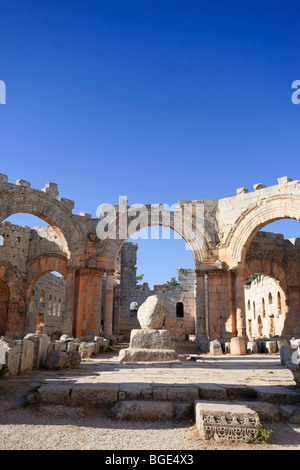 Syria, Aleppo, the Dead Cities, Ruins of the Basilica of Saint Simeon (Qala'at Samaan) Stock Photo