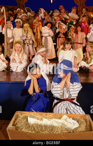 Children take part in a nativity play at a primary school in London, UK Stock Photo