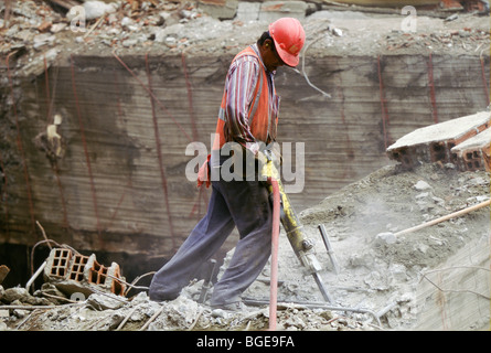 The 1999 earthquake in Colombia was the strongest to strike for 16 years. The army and engineers dismantle destroyed buildings Stock Photo