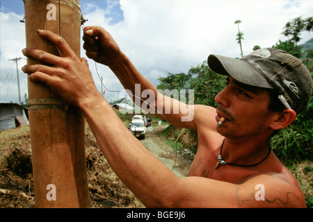 The 1999 earthquake in Colombia was the strongest to strike Colombia for 16 years. Rebuilding new homes for the displaced Stock Photo