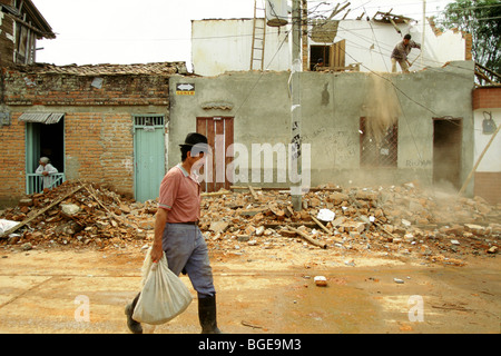 Earthquake in Colombia 1999 - It was the strongest earthquake to strike Colombia for 16 years. Stock Photo