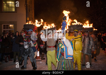 New Year tar barrel procession, Allendale, Northumberland, UK. Stock Photo