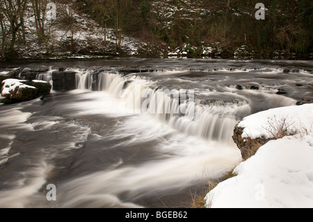 Aysgarth Upper falls, River Ure, North Yorkshire in winter Stock Photo