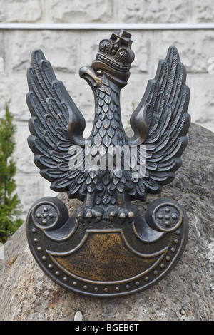 The Polish white eagle cast in iron. Stock Photo