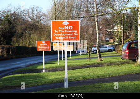 Property development protest signs in a residential street Stock Photo