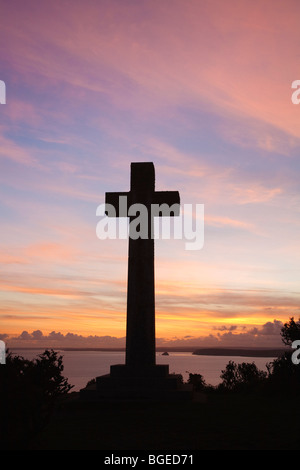 Christian cross monument at Dodman Point, Cornwall Stock Photo