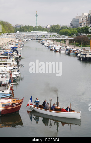 Traditional steam boat in Port de l'Arsenal in Paris, France Stock Photo