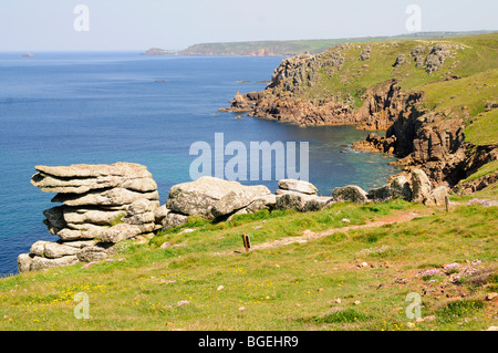 Coastline at Lands End, Cornwall, England, UK Stock Photo