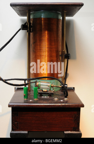 crystal radio receiver in a museum in Norway Stock Photo