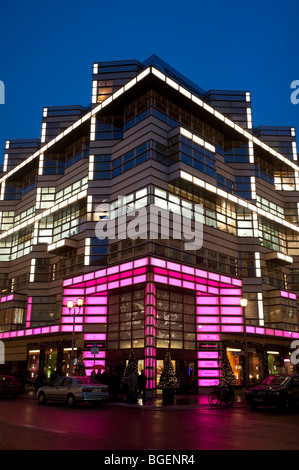 Evening view of exterior of Quartier 206 upmarket shopping mall on Friedrichstrasse in Mitte Berlin 2009 Stock Photo