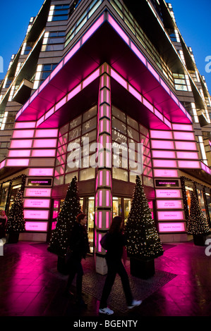 Evening view of exterior of Quartier 206 upmarket shopping mall on Friedrichstrasse in Mitte Berlin 2009 Stock Photo