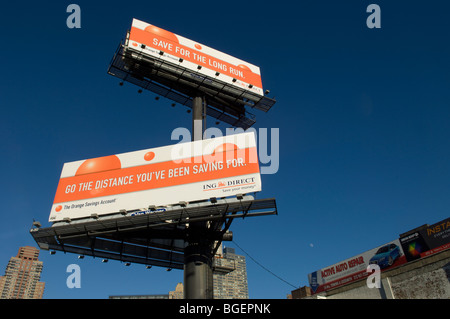 A billboard of the internet banker ING Direct in New York on Sunday, December 27, 2009. (© Frances M. Roberts) Stock Photo