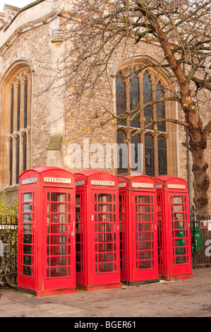 Red British telephone booths (boxes) in Cambridge, UK Stock Photo