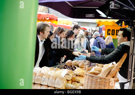 Fresh bread stall. Borough Market. London. UK Stock Photo