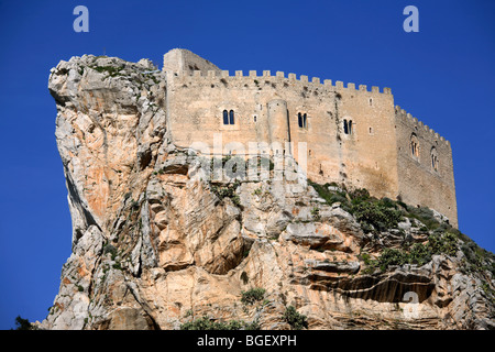 Castle of Mussumeli, or Chiaramonte castle, Sicily, Italy Stock Photo