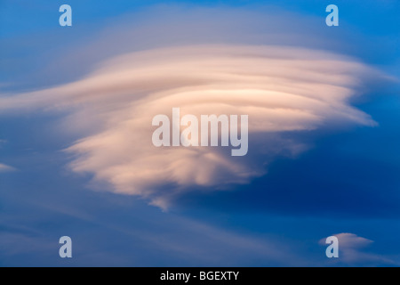 Lenticular clouds above the Eastern Sierra Mountains, California Stock Photo