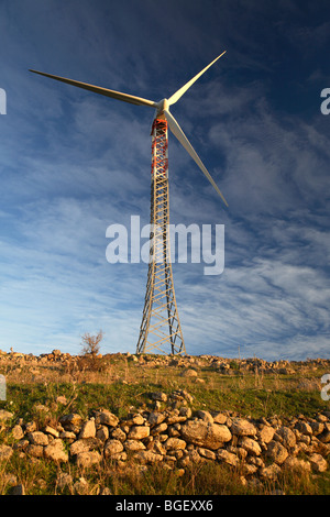 Aeolian turbines in Sicily, Italy Stock Photo