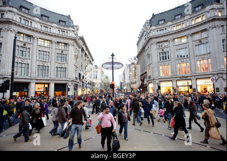 Oxford Circus diagonal 'X-Crossing'. London. UK 2009. Stock Photo