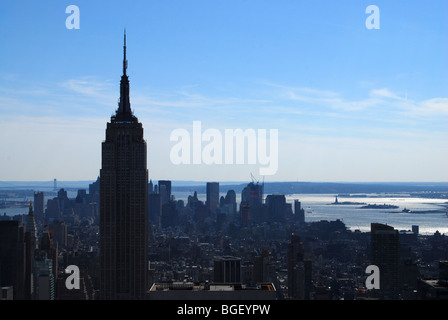 Empire State Building and Manhattan from the Rockefeller Centre observation deck. New York City, USA Stock Photo