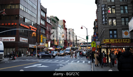 Chinatown district in Manhattan New York USA - Stock Photo