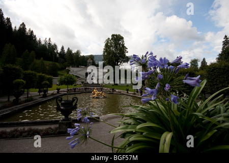 Linderhof Palace (German: Schloss Linderhof) is in Germany, in southwest Bavaria near Ettal Abbey Stock Photo