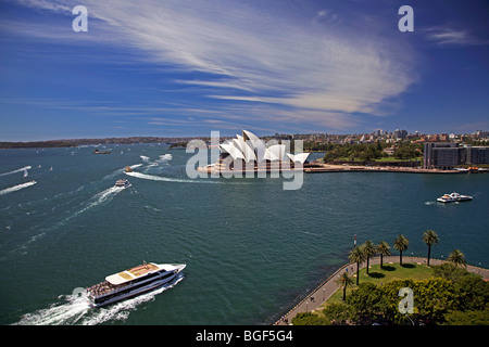 View from Harbour Bridge of Opera House and Circular Quay, Sydney, Australia Stock Photo