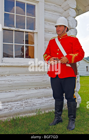 Costumed interpreter outside the Jailhouse at Fort Walsh National Historic Site, Cypress Hills Interprovincial Park, Saskatchewa Stock Photo