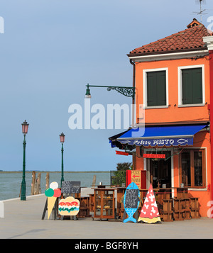 Traditional restaurant with colored facade, Burano, Venice, Veneto, Italy Stock Photo
