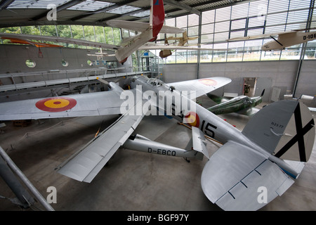 Aircrafts on display in museum in Deutsches Museum: Oberschleissheim Airfield - Bavaria, Germany Stock Photo