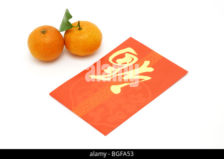 Chinese New Year traditional gifts on white background Stock Photo