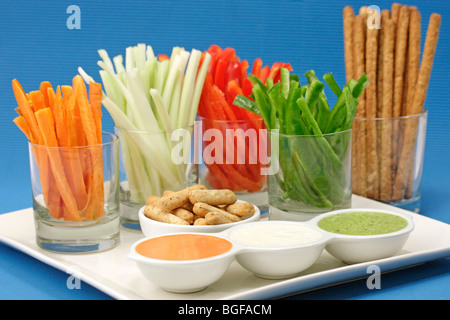 Crudites and dip selection. Recipe available. Stock Photo