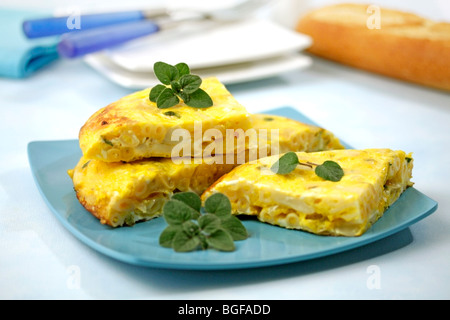 Pasta omelet. Recipe available. Stock Photo