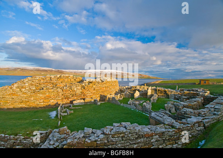The site of the Broch o' Gurness on the Knowe o' Aikerness Mainland Orkney Isles Scotland.  SCO 5785 Stock Photo