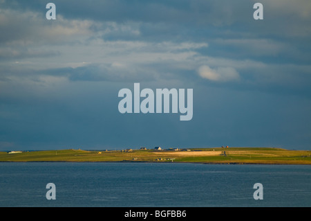 The small Orkney Island of Wyre from Gurness on the Northern shores of Mainland Orkney  SCO 5793 Stock Photo