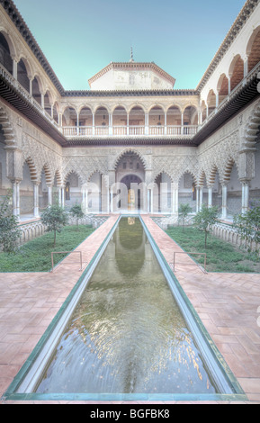 Patio de las Doncellas, or The Courtyard of the Maidens, Real Alcazar, Seville, Andalusia, Spain Stock Photo