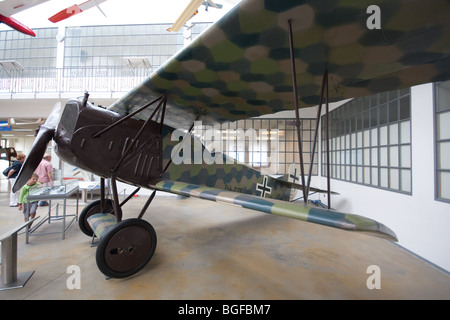 visitors in Aviation Museum, Deutsches Museum: Oberschleissheim Airfield - Bavaria, Germany Stock Photo