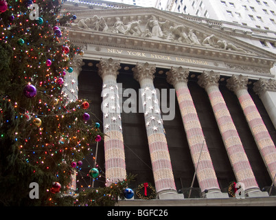 New York Stock Exchange at Christmas Stock Photo