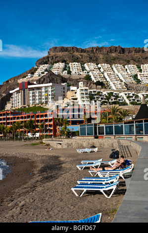 The beach at Playa del Cura on Gran Canarias west coast near Puerto Rico Stock Photo