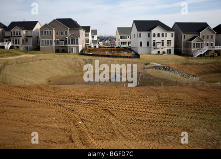 27 December 2008 – Clarksburg, Maryland – Unfinished housing development construction in a Maryland suburb outside of Washington, DC. Stock Photo