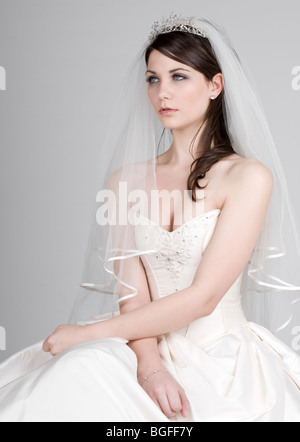 Striking Portrait Shot of a Beautiful Teenage Bride Stock Photo
