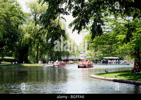 Boston Public Garden, swan boats,Massachusetts Stock Photo