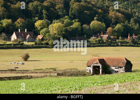 Old barn and part of Hambleden Village, near Henley, Oxfordshire, Uk Stock Photo