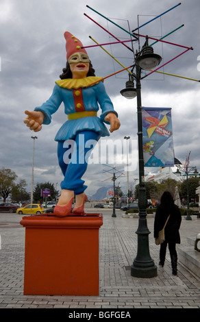 Carnival mannequin on pathway to the port, Patras, Greece Stock Photo