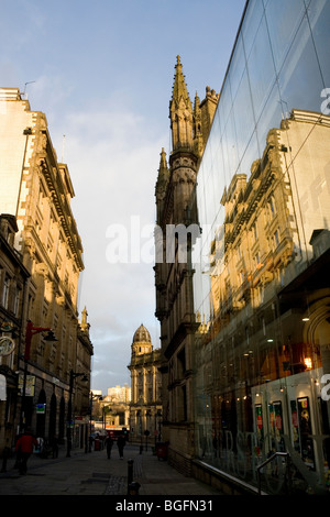 City centre buildings, Bradford, West Yorkshire, including the Wool Exchange- a fine gothic revival grade 1 listed building Stock Photo