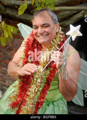 Billy Byrne from the BBC 1 program 'DIY SOS' dressed as a Christmas fairy, launching a campaign. Picture by Jim Holden. Stock Photo