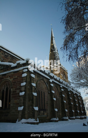 Winwick Church in the Snow Stock Photo