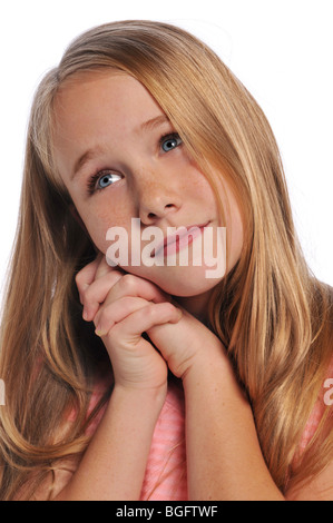 Girl's portrait isolated against a white background Stock Photo