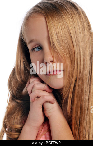 Girl's portrait isolated against a white background Stock Photo