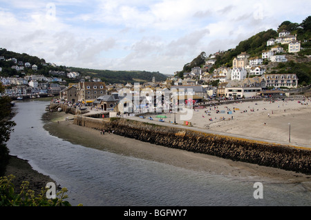 East Looe popular west country seaside resort in Cornwall England UK and the River Looe Stock Photo